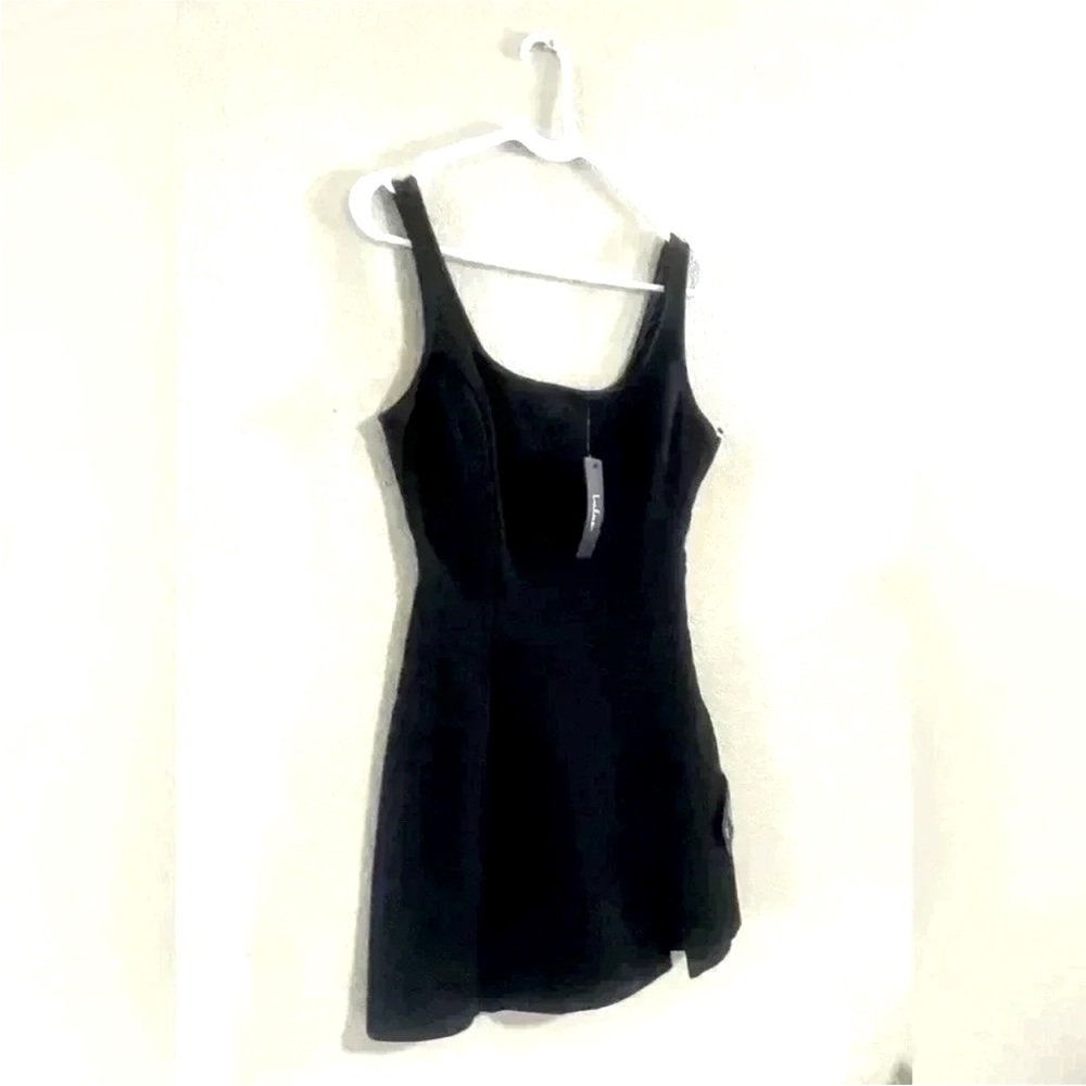 Lulus Black Square Neck Mini Dress – Size S, NWT, Lined Fit & Flare